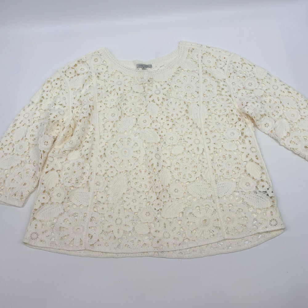 John Mark | Cream Floral Lace Top